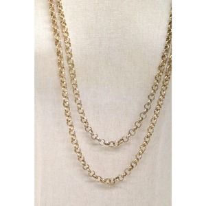 Double Strand Necklace Gold Tone Graduating Round Links 20" drop
